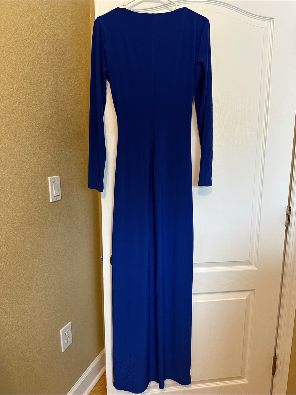 Lauren Ralph Lauren Evening Gown 8 Blue Rhinestone Brooch Jersey Maxi Dress - Picture 8 of 8